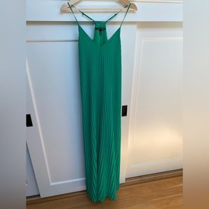 EUC Pleated Maxi Dress, emerald green, size M